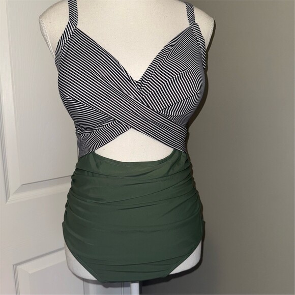 EOMENIE Other - EOMENIE One Piece Swimsuit Womens Size L Tummy Control Cutout Tie Back‎